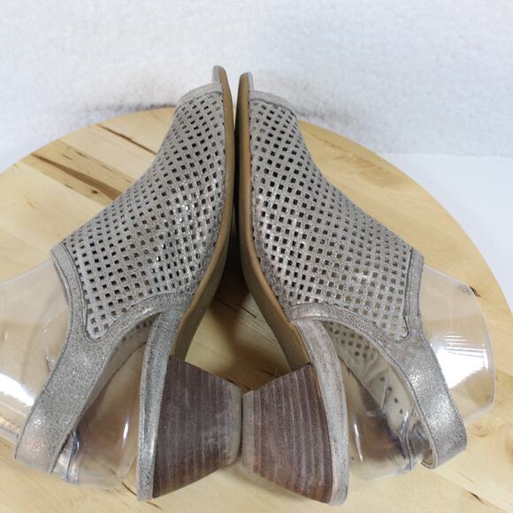 Paul Green Sandals Womens 7 US Gray Metallic Leather Slingback Lois Perforated - Picture 5 of 10